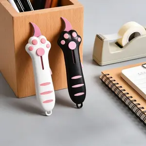 Cute Cat Claw Shape Box Cutter Manual Telescopic Light and Easy To Carry Easy To Cut Paper and Cartons Safe and Easy To Use Multi purpose Knife