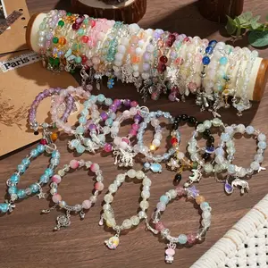 18/24pcs Bohemian Glass Bead & Alloy Butterfly Charm Decorative Bracelet Set - Sweet Style, Daily Wear And Valentine'S Day Gift Pretend Jewelry Toys
