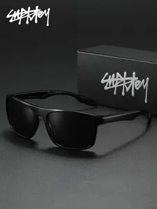 SUPKLEY Lightweight Comfortable Business Style Polarized High Quality Outdoor Lightweight Durable Sunglasses With TAC Lens Material Square Frame Unisex Suitable Daily Travel Fishing UV Irradiation Improving Visual Clarity Brand Packaging Great Gift
