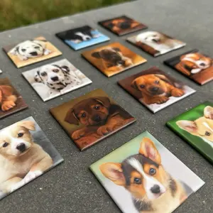 2.5”x2.5” Custom Photo Magnets - Personalized Decor for Your Space - Fridge Magnets - Birthday Gift - Graduation Gift - Business Card - Set of 6, 9 or 50 - 2.5”x2.5” Size - Hard Back & Glossy Finish - Unique Dog Photos