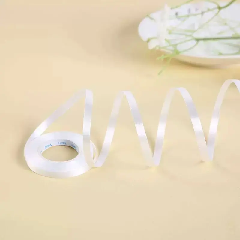 White Color Ribbon Balloon String 10 Yards for Gift Wrapping Birthday Valentines Festival Art Craft Decor 0.2 inch Width Ideal for Florist Flowers