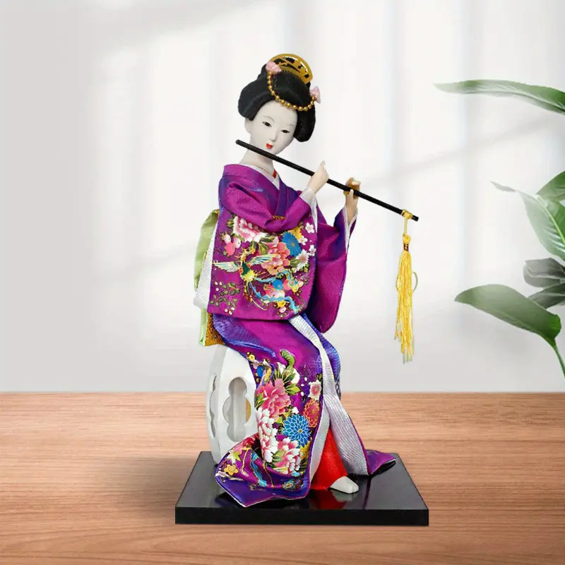 Handcrafted Japanese Geisha Figurine - 12" Ceramic Kimono Doll for Home Decor, Perfect Gift & Photo Prop fake  flowers religious ornament home laundry room  Fairy Multicolor creative small gift  Purple B