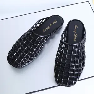 Transparent jelly hole shoes #women/couple shoes, water park/fishing/swimming, high-grade black/fine flash purple/bright silver, fashionable and comfortable all-match vacation shoes Girl Footwear