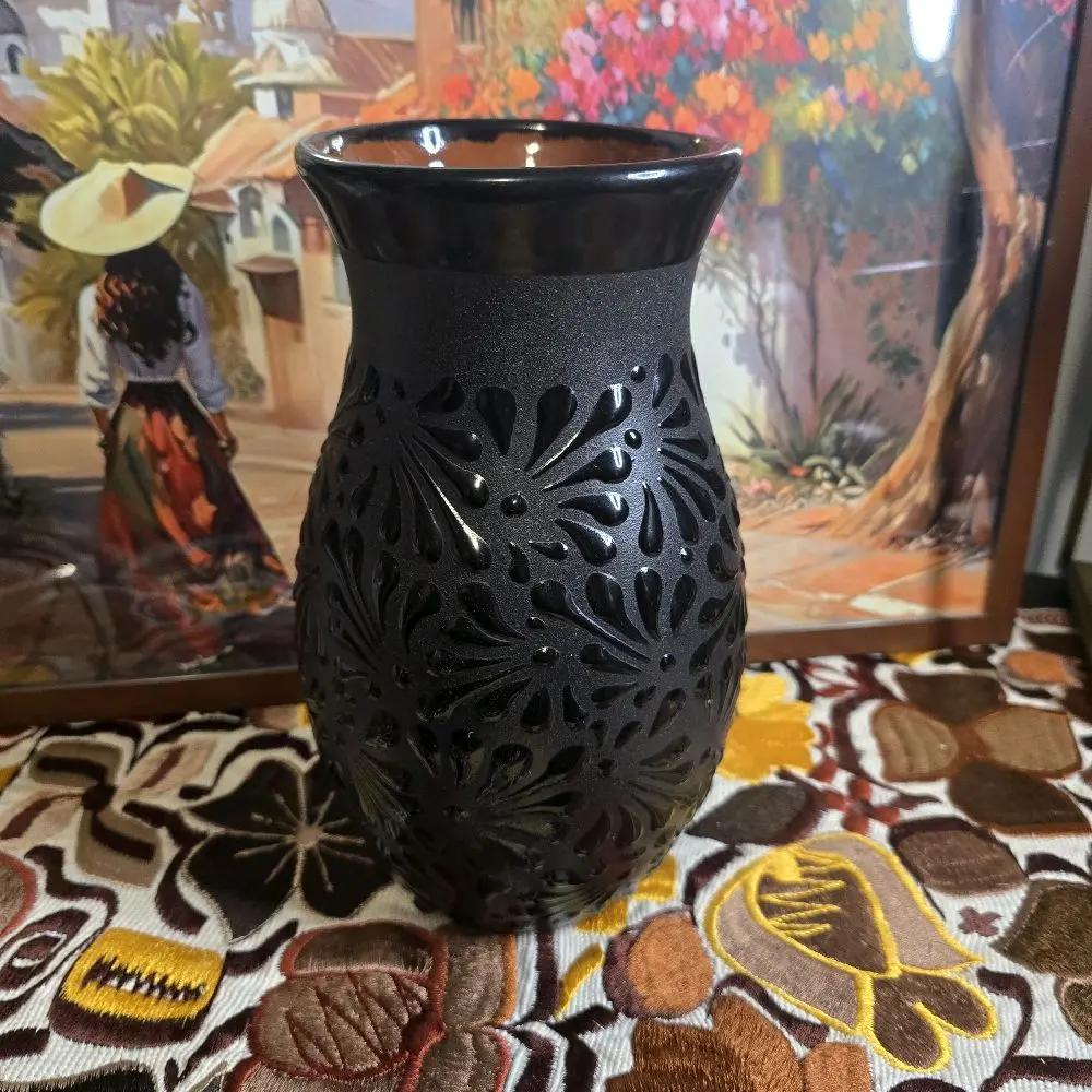 Black Talavera Vase