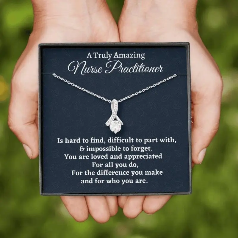 Nurse Practitioner Gift - Personalized Necklace with Pendant and Chain, Includes Custom Message Card & Gift Box for Special Occasions