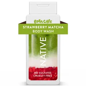 Native Body Wash, Limited Edition Strawberry Matcha, Sulfate Free Body Wash for Women & Men, Boba Café, 18 fl oz