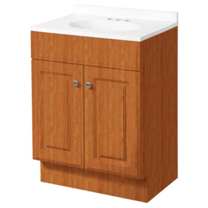 Zenith Home RBC30KK Moisture-Resistant Engineered Oak Wood Raised Panel Door Vanity Combo - 30 in. Width, 18 in. Depth, Fully Assembled, Hidden Hinges, Included Countertop with Integrated Bowl and Backsplash