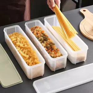 Transparent High Quality Plastic Food Storage Box, Rectangular Sealed Container, Noodle Dry Goods Organizer, Suitable for Fridge Kitchen