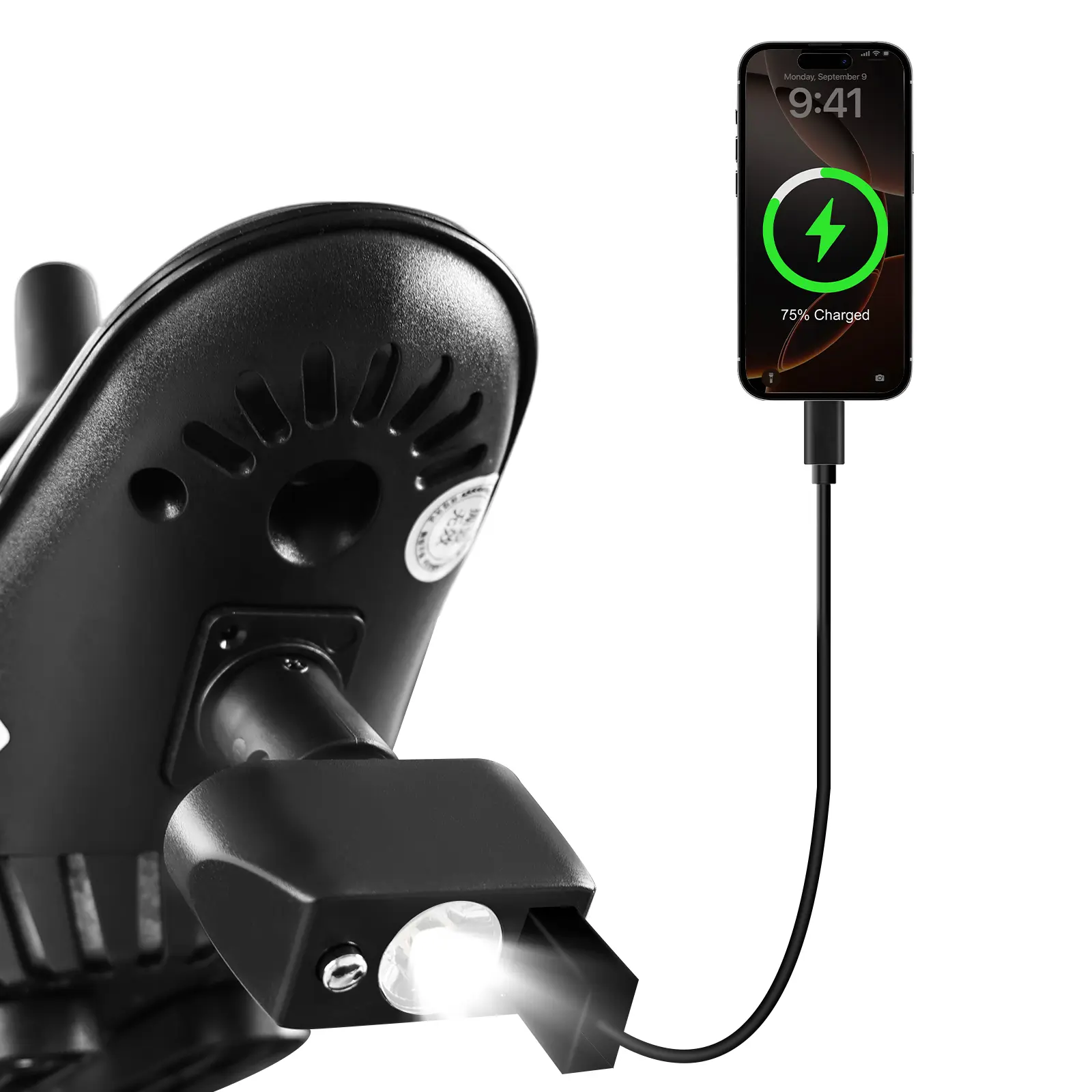 Electric Wheelchair LED Headlight, 3-Pin XLR Power Wheelchair Accessories, Adjustable Angle Night Light for Wheelchairs, USB Charging
