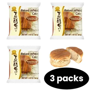 3 Packs  D-PLUS Natural Yeast Bread – Okinawan Brown Sugar Flavor, 80g (2.82oz) per Pack – Fresh & Nutritious Breakfast or Dessert