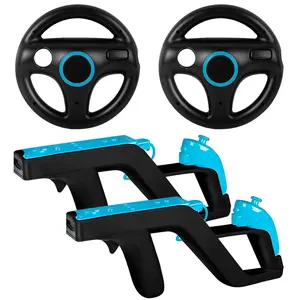 Wii Zapper  and Steering Wheel Compatible with  Wii & Wii U Remote  (2-Pack, Black)