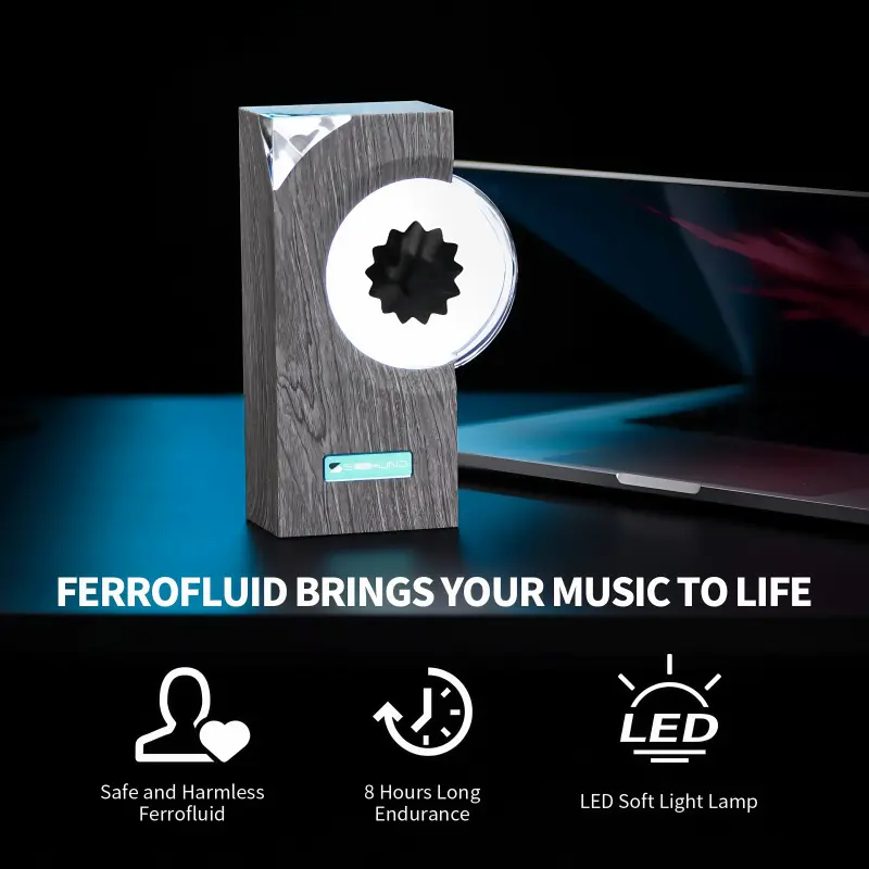 Dancing Ferrofluid Display Lamp, Ferrofluid with Music Rhythm, Ferrofluid Speaker Music Mate, Desktop Decor, Teenager Gifts, Computer Desktop Home Office Decor, Relaxation, Party, Music,PC Peripheral Decoration Relief Magnetic Liquid