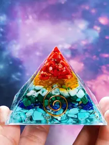 Resin Crystal Chip Pyramid for Yoga Meditation, Wealth-Arting Desktop Decor, Handcrafted Home & Office Ornament