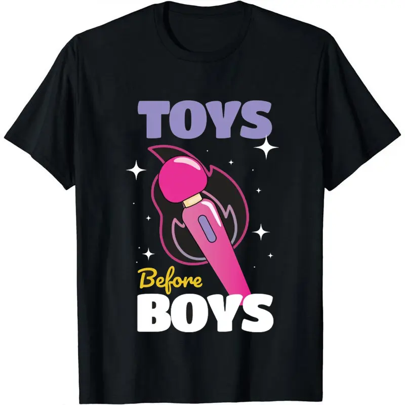 Funny 'Toys Before Boys' T-Shirt for Women, Soft Cotton Graphic Apparel, Casual Relaxed Fit Top, Ideal as Womens Gifts, Graphics, Funny Graphic Tee