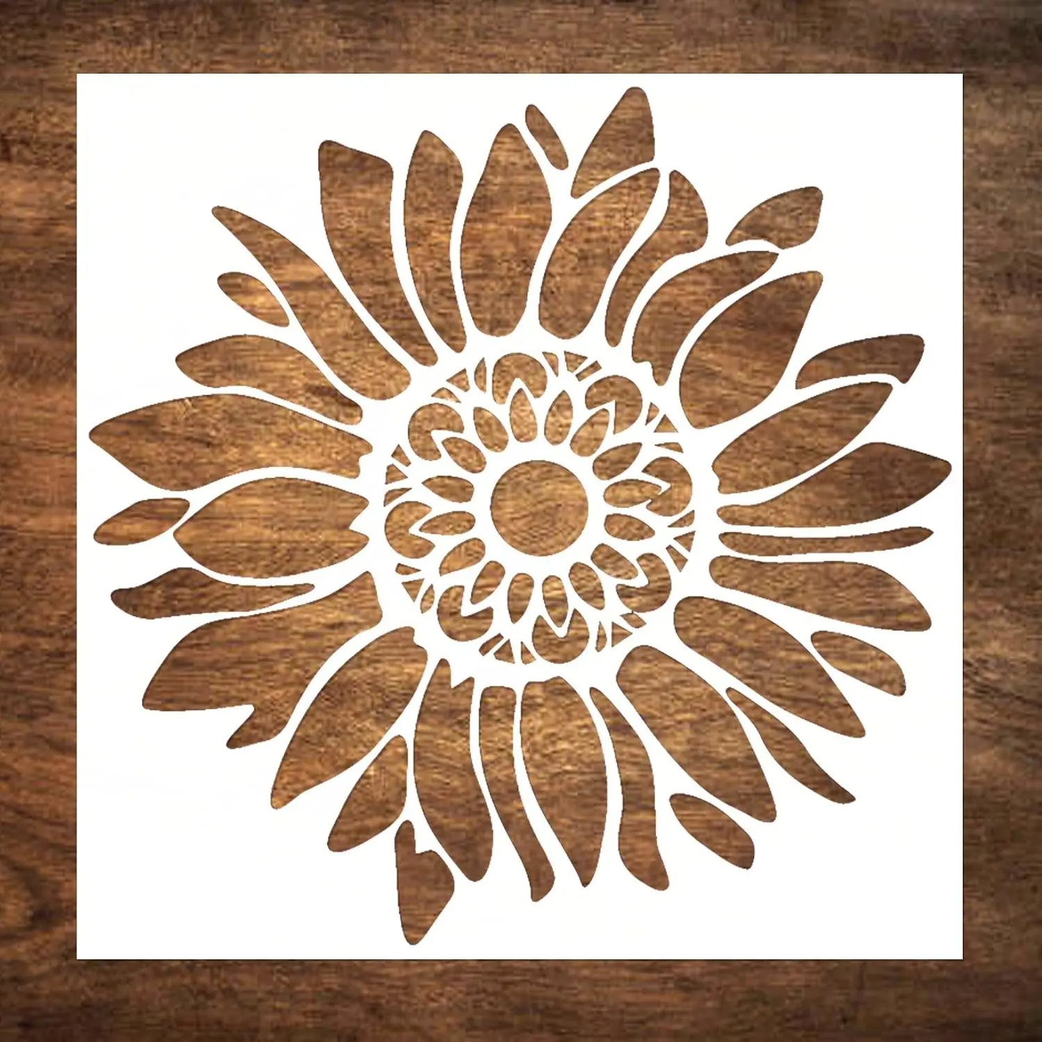 12x12 Inch Boho Sunflower Stencil for Painting on Wood, Canvas, Paper, Fabric and Furniture - Reusable Floral Craft Stencils - Large Flower Stencils - Wall Stencil for Painting Large Pattern