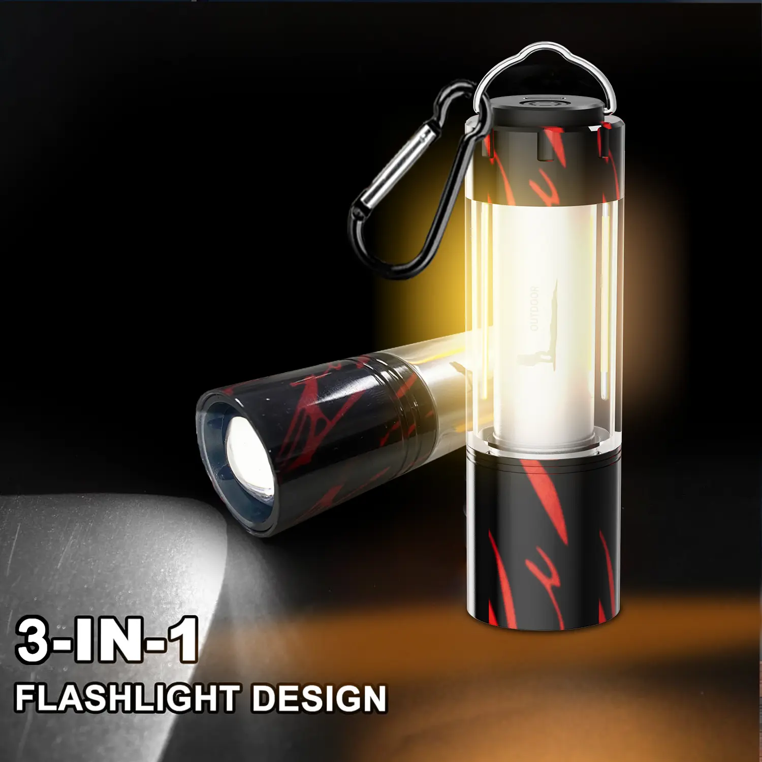 3-in-1 Rechargeable Camping Flashlight Lantern - Super Bright Waterproof LED Torch with Zoomable Beam, Multiple Modes, Hook & Magnetic Base for Hiking, Camping, Outdoor Use