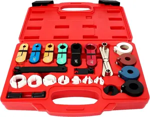 25pc Fuel Line Disconnect Tool Set Quick Disconnect Tool Kit for Mechanics Transmission Oil Line Disconnects Compatible with for Ford Chevy GM More, Red