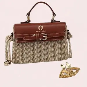 Women's Rattan Straw Beach Bag - Crossbody & Shoulder Bag