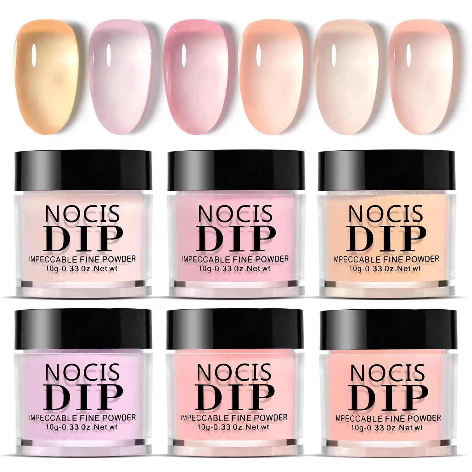 Translucent Nude Pinkish Dip Powder Nail Kit Set, 6 Counts/set Dipping Powder for DIY At-Home Manicure, Easy To Use, Long-lasting Nail Art Powder
