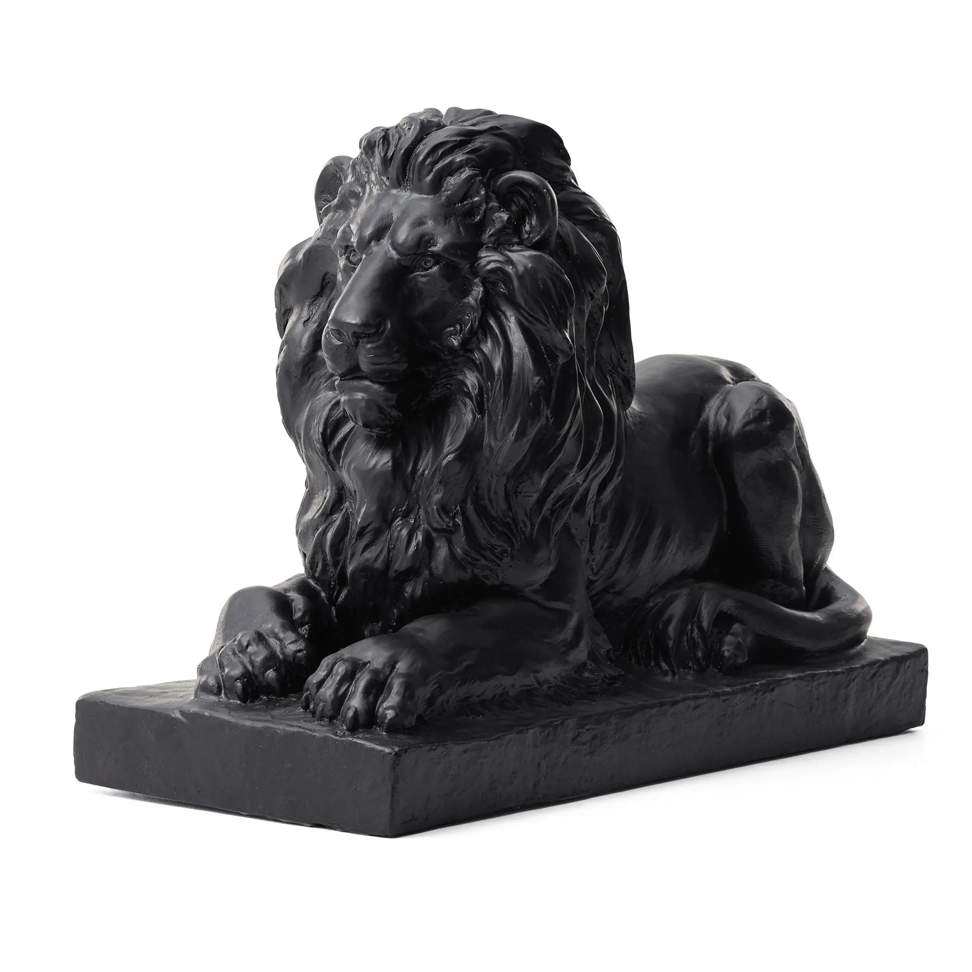Glitzhome 21.75"L MGO Black Lying Lion Lawn Gar den Statue