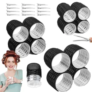 24PCS Self Grip Thermal Hair Rollers Set, 3 Sizes (63mm 48mm 36mm) Jumbo Large Medium Heat Hair Curlers with Clips, Fast Styling Volumizing Hair Rollers for Long Medium Short Hair