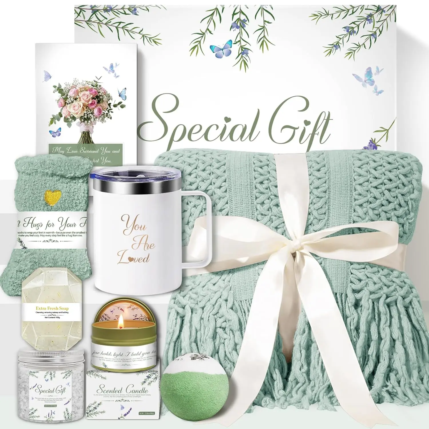 Gift Baskets for Women, Comfort Get Well Soon Gift Basket, Valentines Day Gifts for Her Girlfriend Wife, Self Care Gifts for Women, Mom, Sister, Sympathy I