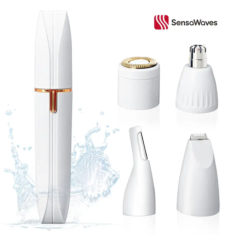 Eyebrow Nose Electric Trimmer, 4-in-1 Rechargeable Facial Hair Removal & Eyebrow Shaver Waterproof, Bikini Body Razor for Women Men Electric Shaver