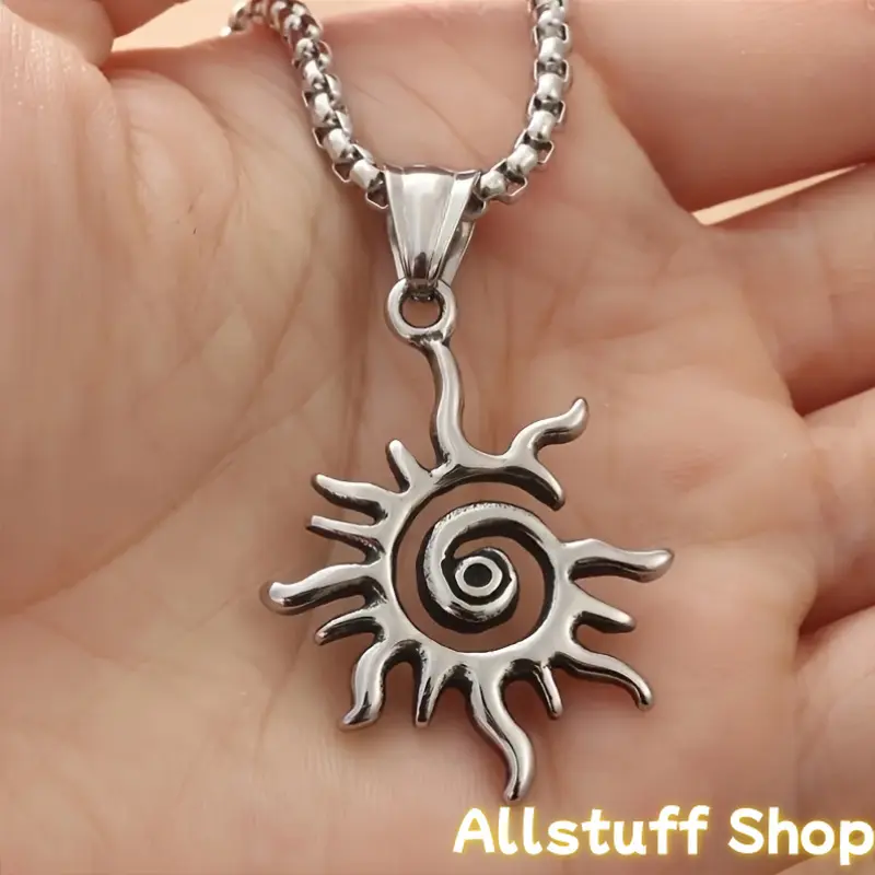 Men's Retro Viking Unique Spiral Sun Pendant Necklace, Male Costume Wear Jewelry Accessory for Sports & Outdoor Enthusiasts, Chains, Necklaces, Men's Jewelry, Funky Unique Accessories, Accessories Adults