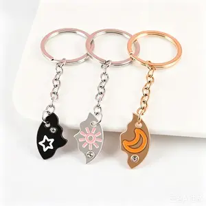 Sun Moon Star Magnetic Best Friend Keychain Set for 3 – Matching Friendship Keychains Puzzle Pendant Gift for Besties Family Mother's Day