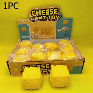 Creative Yellow Cheese Shape Stress Relief Toy, Slow Bounce Portable Squeeze Fun, Daily Gift Idea, Relaxing and Fun for All Ages, Squishy Cube