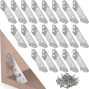 16/26/36pcs Universal Furniture Corner Connectors with Screws, Wooden Angle Brackets, Triangle Support Stands, Fits Shelves, Cabinets, Tables, Chairs