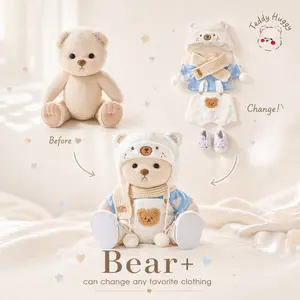 TEDDY HUGGY - For 12-Inch Plush Bears | 12-inch White Bear with Workwear Five-piece Set