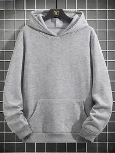 Men's stylish sweatshirt, regular fit, kangaroo pocket design, warm, couple's style, casual and versatile, suitable for both leisure and sports wear must-have hoodie