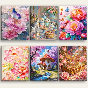 Happy Painting Exclusive 16"x20" DIY Paint by Number Kit with Floral & Butterfly Design Unzip Doodle Coloring Toys for All Ages Canvas Art Crafts Holiday Gifts