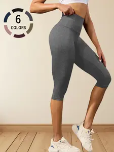 Women’s High Waisted Capri Leggings, Super Soft Tummy Control, No See Through Yoga Pants, Sporty Style Fitness Tight for Workout Running, Gym Leggings