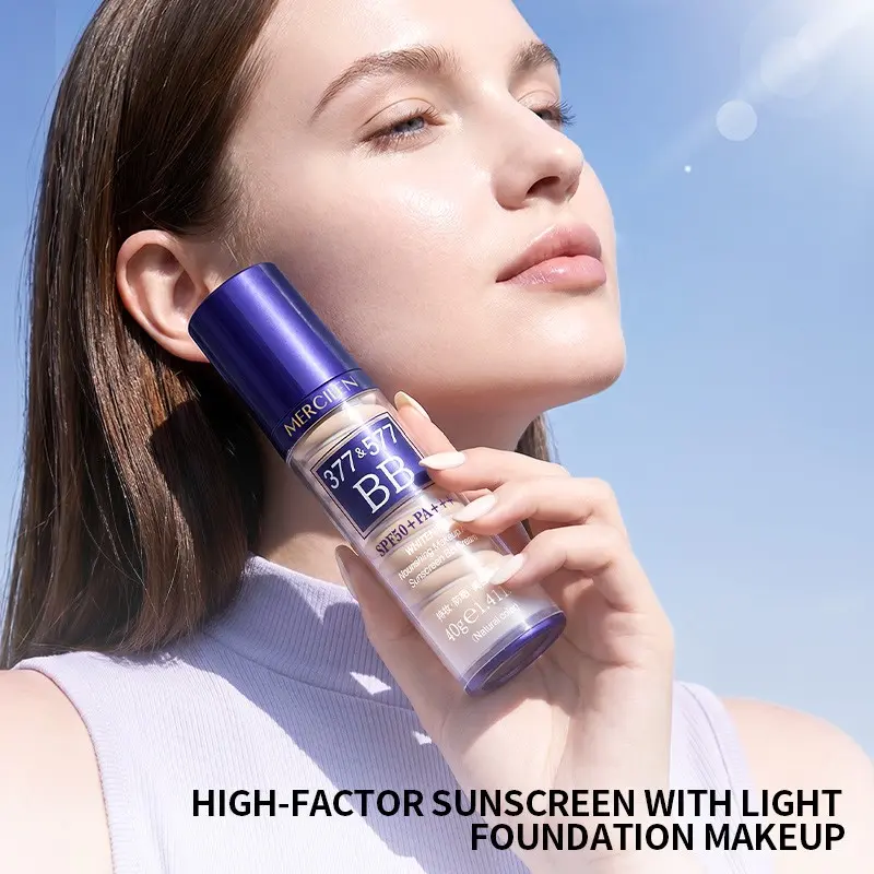 Mercilen BB Cream 40g, Spf50 Sunscreen, Lightweight Cosmetic, Even Skin Tone, Oil Control, Brightening, Flawless Makeup Base, Essential Beauty Product