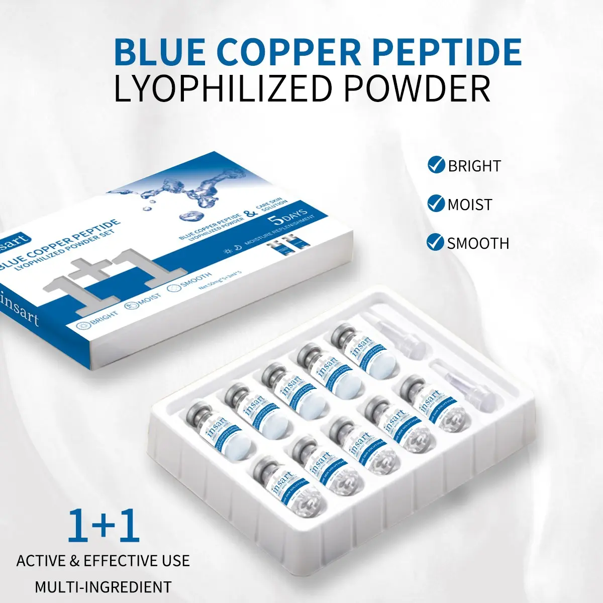 Blue Copper Peptide Freeze-Dried Powder Set, Skincare Serum, Hydrating, Smooth Moisturizing Care, Liquid Form, Single Item Pack