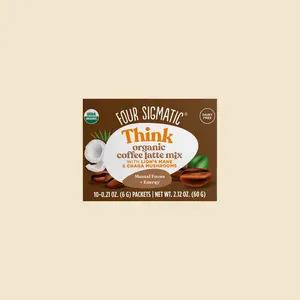 Think Organic Coffee Latte Mix with Lion's Mane and Chaga Mushrooms, 10 Packets