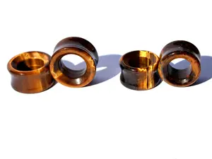 Tiger Eye Tunnel Plugs – Double Flare Stone Gauges (Pair) 6mm-28mm