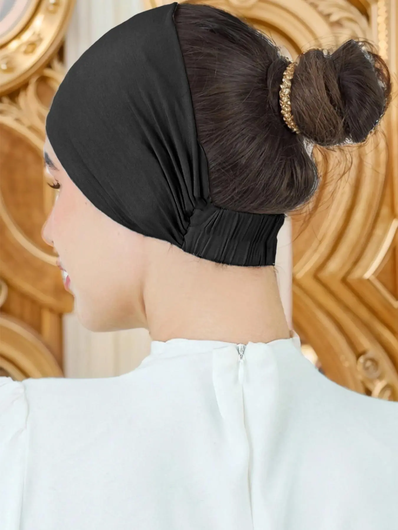 Women's Solid Color Ruched Instant Muslim Hijab, Stretchy Hijab, Stretchable Hijab, Modest Hijab, Stretchy Modesty Hijab, Casual Soft Comfortable Instant Hijab for Daily Wear, Head Scarf, Fashion Accessories for Women & Girls