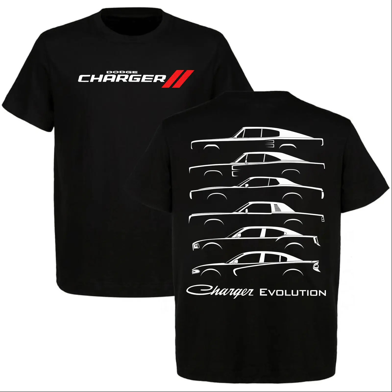 Dodge Charger Evolution Muscle Car Graphic Tee Classic Charger Lineup Vintage Car Shirt Dodge Performance Streetwear Gift for Car Enthusiasts Men’s Casual Summer Cotton Tee fit t-shirt