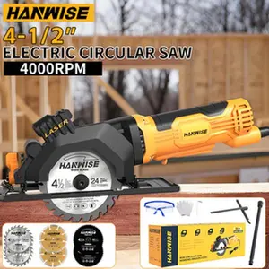 HANWISE 5.8A Circular Saw With 6 Blades (4-3/4 Inches And 4-1/2 Inches), Maximum CuttingDepth Of 1-11/16 Inches, Edge Guide, No Tool Tilt Adjustment, Metal Base, 120V Compact Saw,Suitable For Wood/metal/ceramic Tiles, Valentine's Day Gift