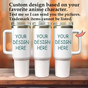 Custom Anime, Heroes, Manga Legends 40oz Tumbler With Handle – Personalized Name Stainless Steel Cup, Manga Inspired Design, Insulated Iced Coffee Travel Mug, Gift For Anime Fans OP, DBZ .....