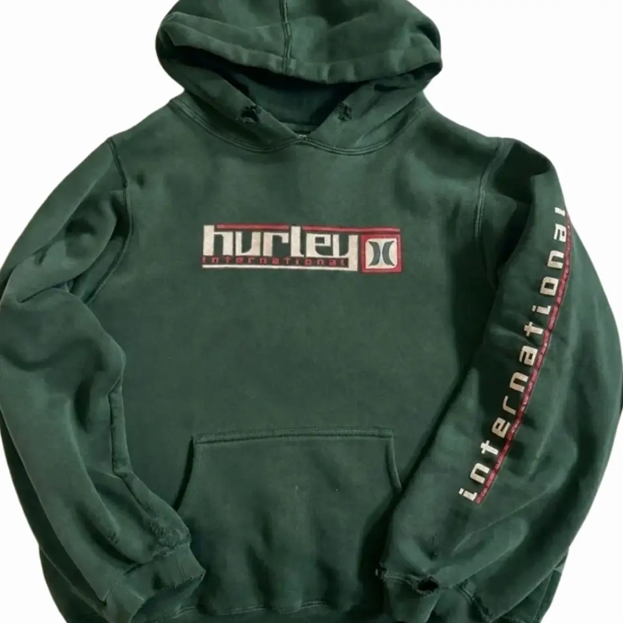 Vintage Hurley International Hoodie, Y2K Surf Skate Pullover, Distressed Graphic Sweatshirt, Retro Streetwear, Unisex Hooded Top for Men & Women T