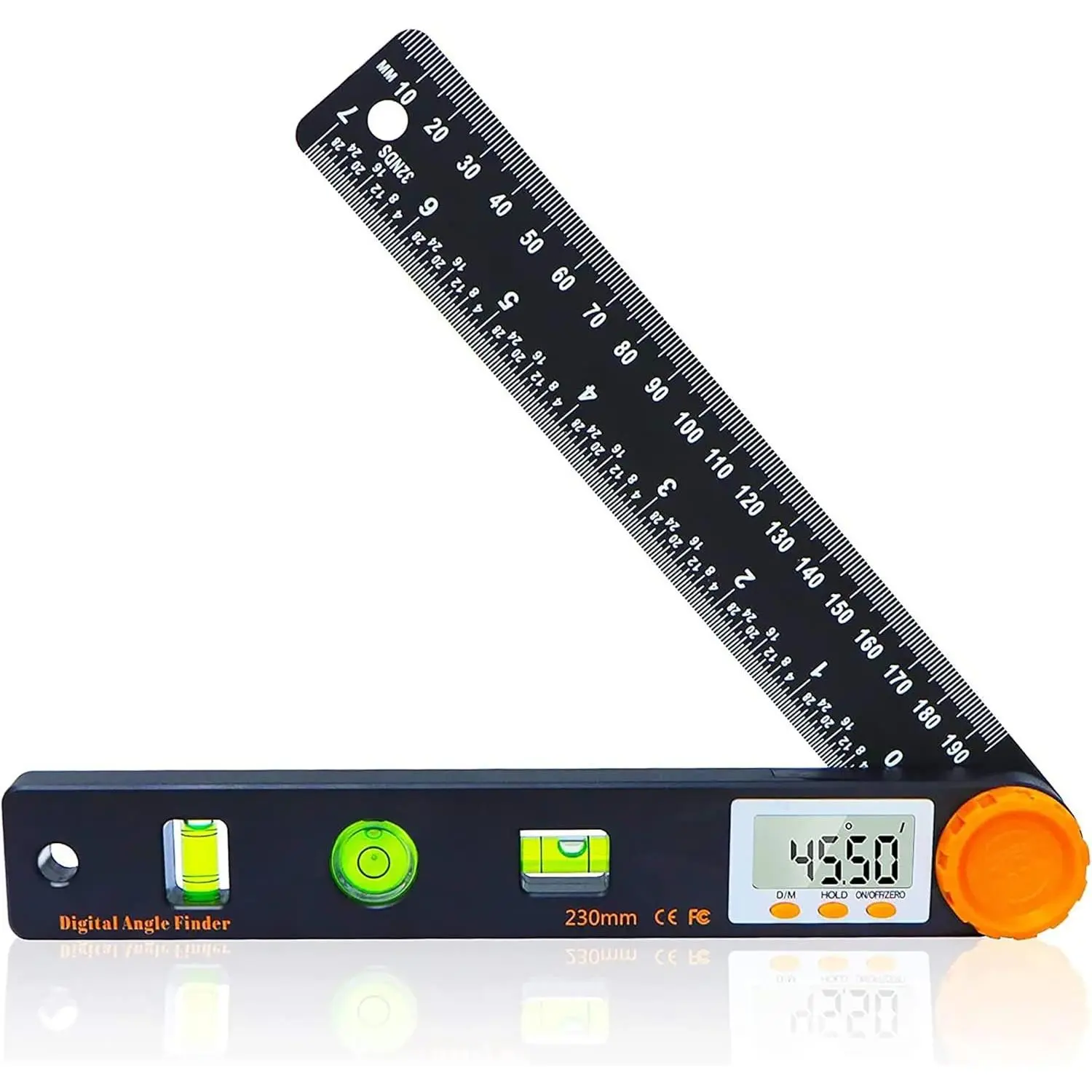 Digital Angle Finder Tool 7inch 0-360  LED Digital Protractor with Horizontal Vertical Bubble Levels and Ruler Meter Accurate Tools for Carpenters,Woodworkers,Fabricators