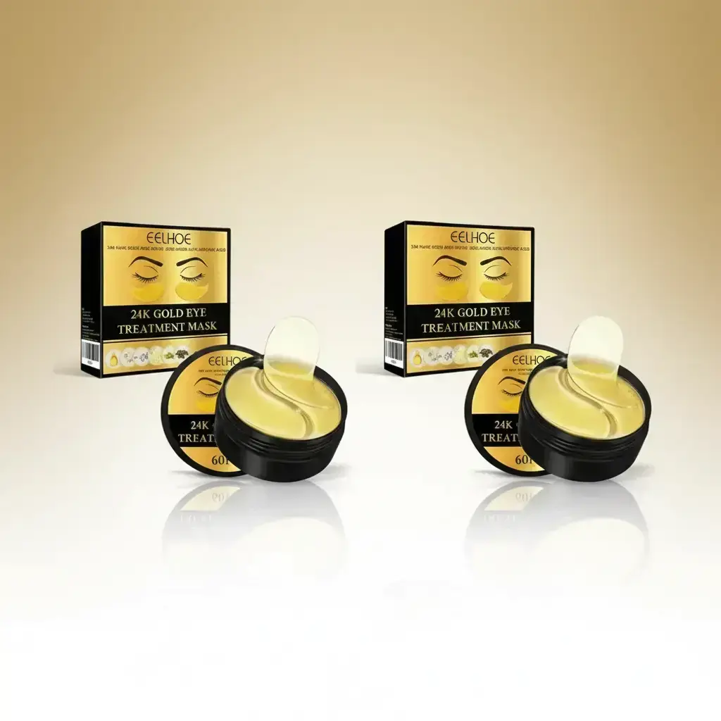24K Gold Eye Treatment Mask Bundle, Hydrating Eye Care, 2 Boxes of 60pcs Moisturizing and Firming Under Eye Patches with Collagen, Hyaluronic Acid, Licorice Root, and Chamomile Extract Moisturizing Eye Masks, Hydrating Eye Treatments