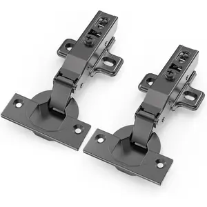 10 count Full Overlay 3/4 inch Overlay Soft Close Hinges, Clip  Plate, 105 , Silent Hydraulic, Black Frameless European Concealed Hinge for Kitchen Cabinet Door, Wardrobes, and Bookcases