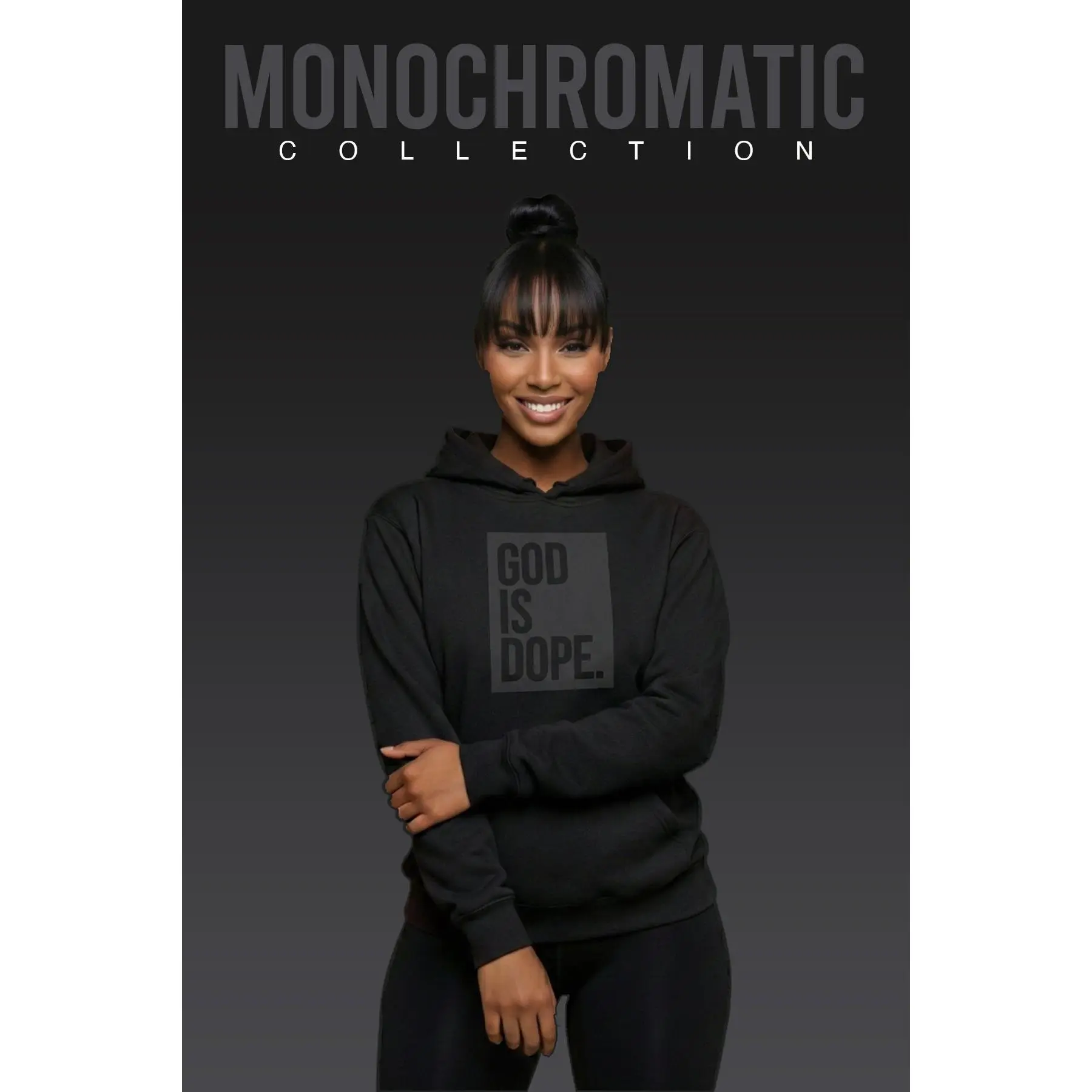 Classic God is Dope Box Logo Hoodie (Monochromatic Black)