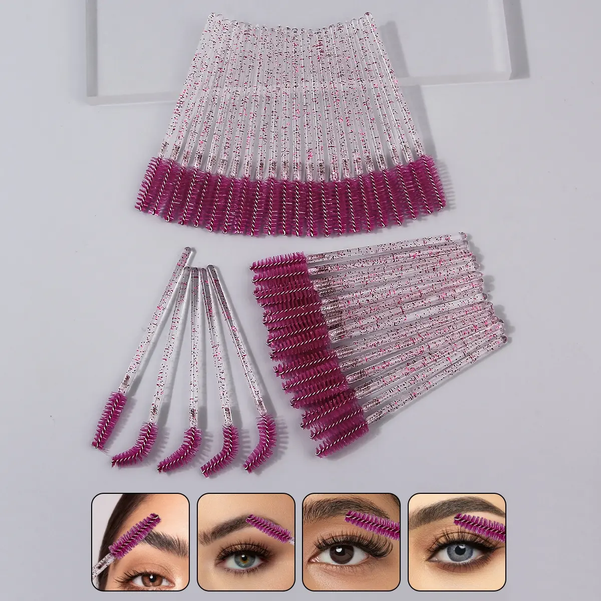 10/20/50/100 Portable DIY Eyelash Extensions Brushes, Soft Brush Heads, Spiral Eyebrow Brushes/eyelash Curling Comb Brushes, Multi-functional Makeup and Beauty Tools, Multifunctional Makeup Brush, DIY Eyelashes Kit