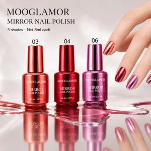 3 Metal for nail Art Sets, Metal for nail Polish Mirror Chrome 3D Effect for nail Polish With Built-in Fine Brush Metal Paint Drawing Stripping Agent Polishing And Curing, Suitable For Nail Art, Manicure Salon Family Gifts